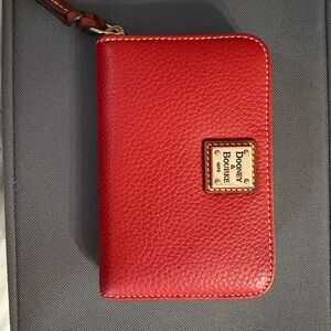 Dooney & Bourke Red Leather Zip Wristlet Wallet